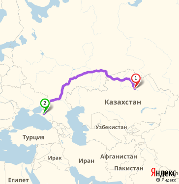 Маршрут из Казахстана в Краснодар