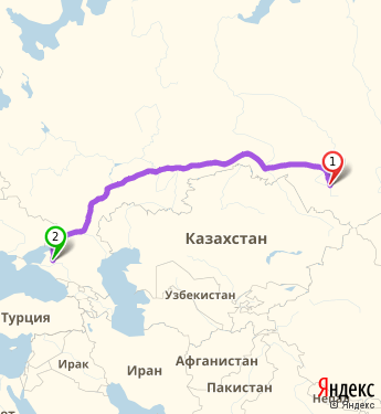Маршрут из Барнаула в Краснодарский Край