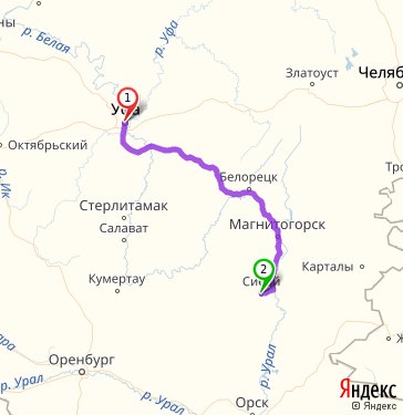 Магнитогорск стерлитамак расстояние на машине карта