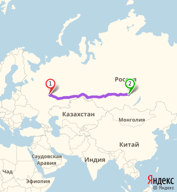 Маршрут из Чебоксар в Братск