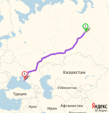 Маршрут из Новороссийска в Сургут