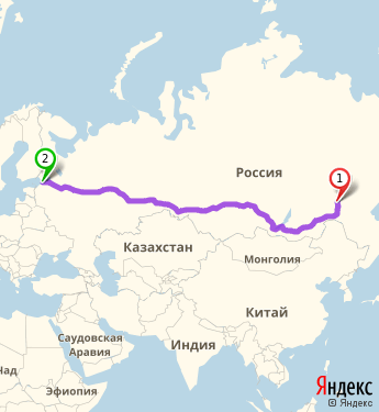 Маршрут из Нерюнгри в Санкт-Петербург