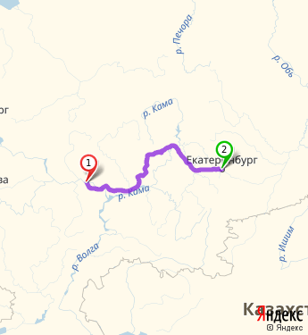 Маршрут из Чебоксар в Екатеринбург