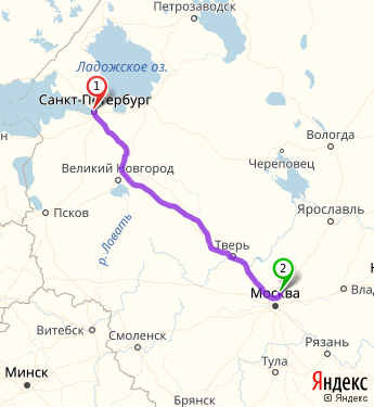 Маршрут из Санкт-Петербурга в Пушкино