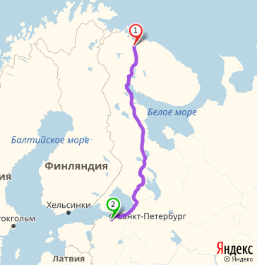Маршрут из Мурманска в Пушкин
