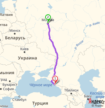 Маршрут из Сочи в Москву