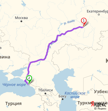 Маршрут из Уфы в Сочи Шаумяна 14/2