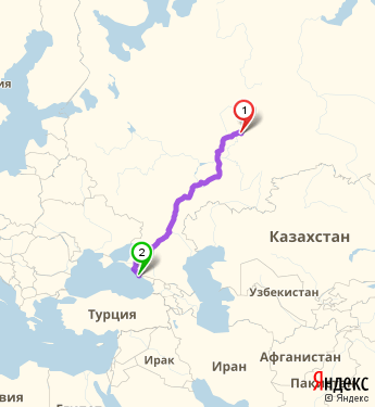 Маршрут из Перми в Сочи