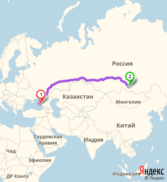 Маршрут из Сочи в Иркутск