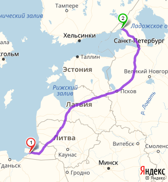 Маршрут из Калининграда в Выборг