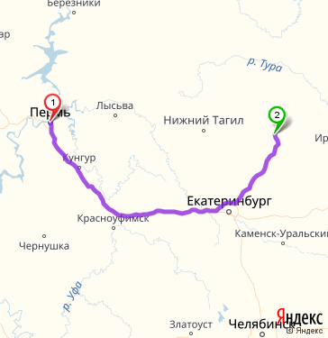 Маршрут из Перми в Алапаевска