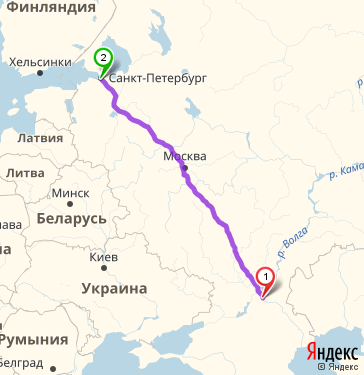 Маршрут из Волгограда в Санкт-Петербург