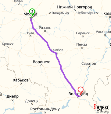 Маршрут из Волжского в Москву