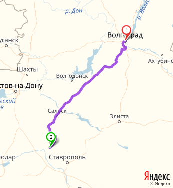 Маршрут из Волгограда в Новоалександровска