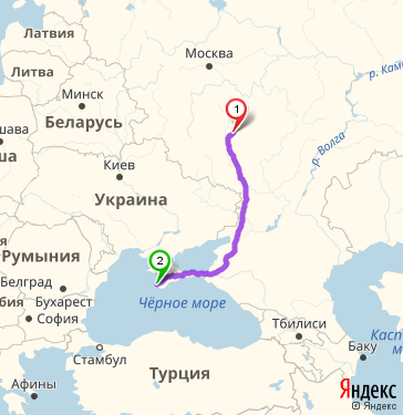 Маршрут из Липецка в Севастополь