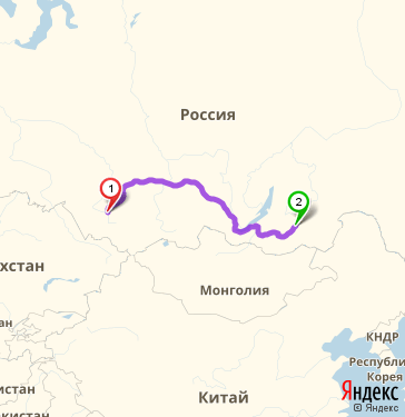 Маршрут из Барнаула в Читу