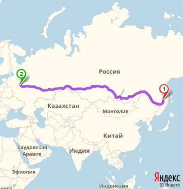 Маршрут из Комсомольска-на-Амуре в Дубну