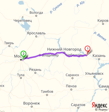 Маршрут из Чебоксар в Люберцы
