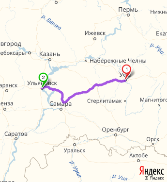 Маршрут из Уфы в Ульяновск