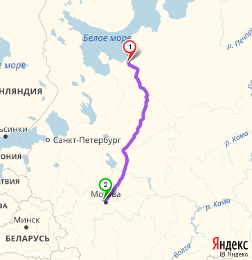 Маршрут из Архангельска в Химки