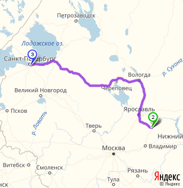 Маршрут из Иванова в Санкт-Петербург