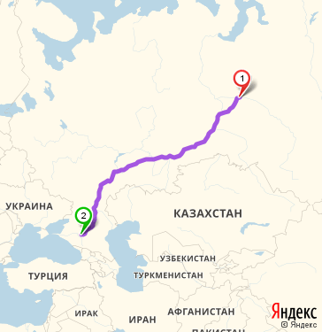 Маршрут из Сургута в Ставрополь
