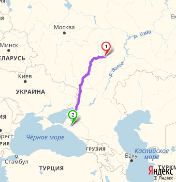 Маршрут из Пензы в Краснодар