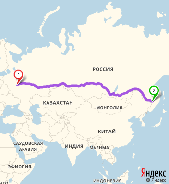 Маршрут из Москвы в Хабаровск