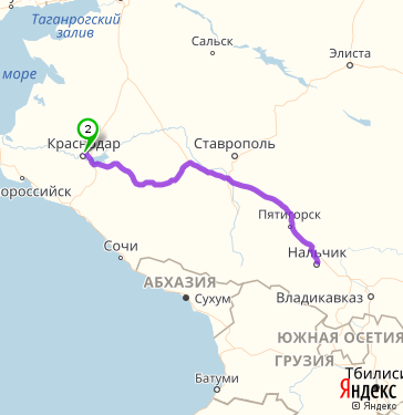 Маршрут из Нальчика в Краснодар