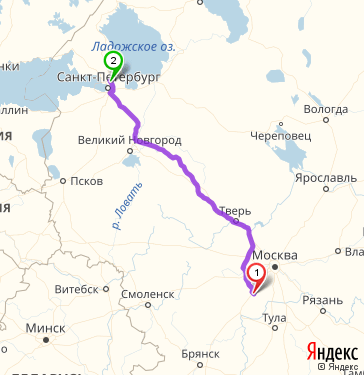 Маршрут из Жукова в поселка Мурино