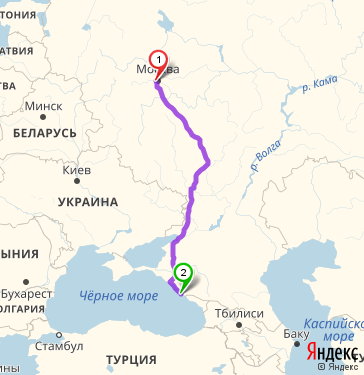 Маршрут из Москвы в Сочи