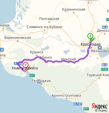Маршрут из Новороссийска в Краснодар