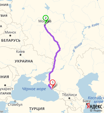 Маршрут из Сочи в Москву