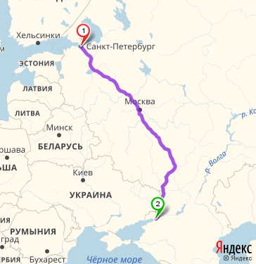 Маршрут из Санкт-Петербурга в Ростов-на-Дону