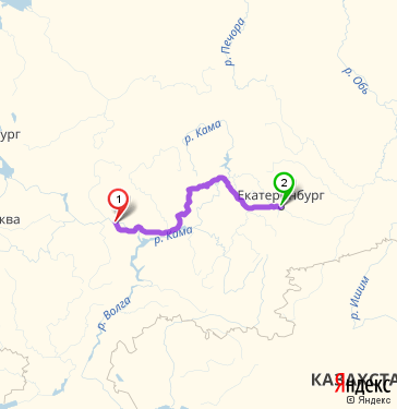 Маршрут из Чебоксар в Екатеринбург