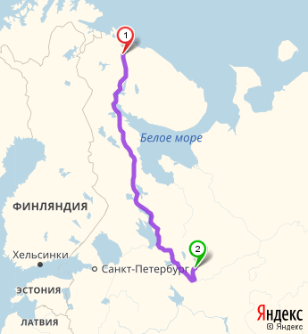 Маршрут из Мурманска в Харовск