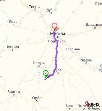 Маршрут из Москвы в Одоева