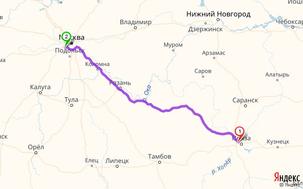 Карта дороги муром рязань