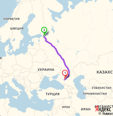 Маршрут из Ставрополя в Санкт-Петербург