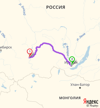Маршрут из Абакана в Иркутск