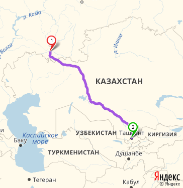 Маршрут из Оренбурга в Ташкент