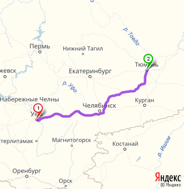 Маршрут из Уфы в Тюмень