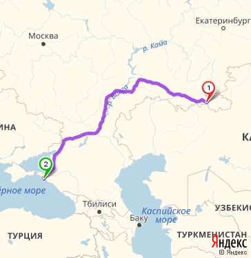 Маршрут из Орска в Новороссийск