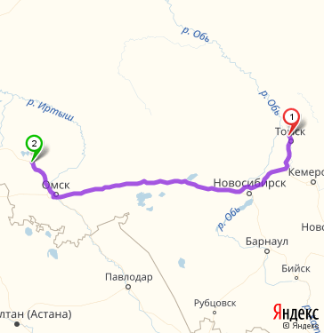 Маршрут из Северска в Тюкалинска