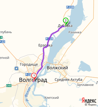Маршрут из Волгограда в Дубовку