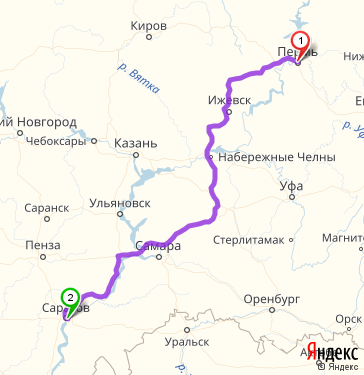 Маршрут из Перми в Энгельс