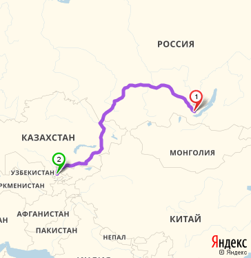 Маршрут из Иркутска в Ташкент