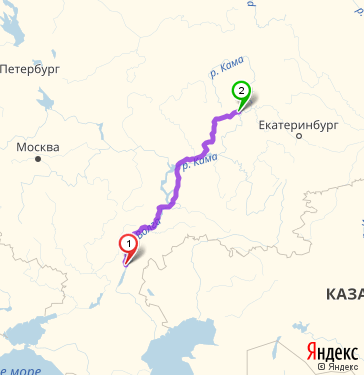 Маршрут из Камышина в Нытву