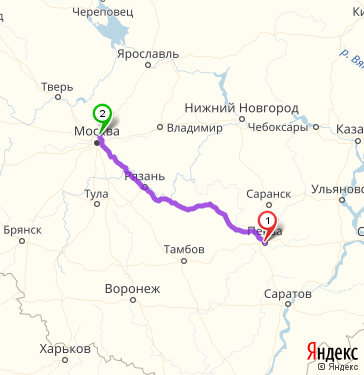 Маршрут из Пензы в Мытищи