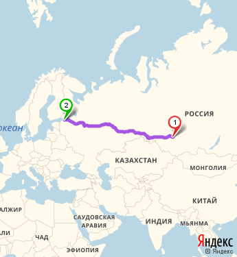 Маршрут из Кемерова в Санкт-Петербург